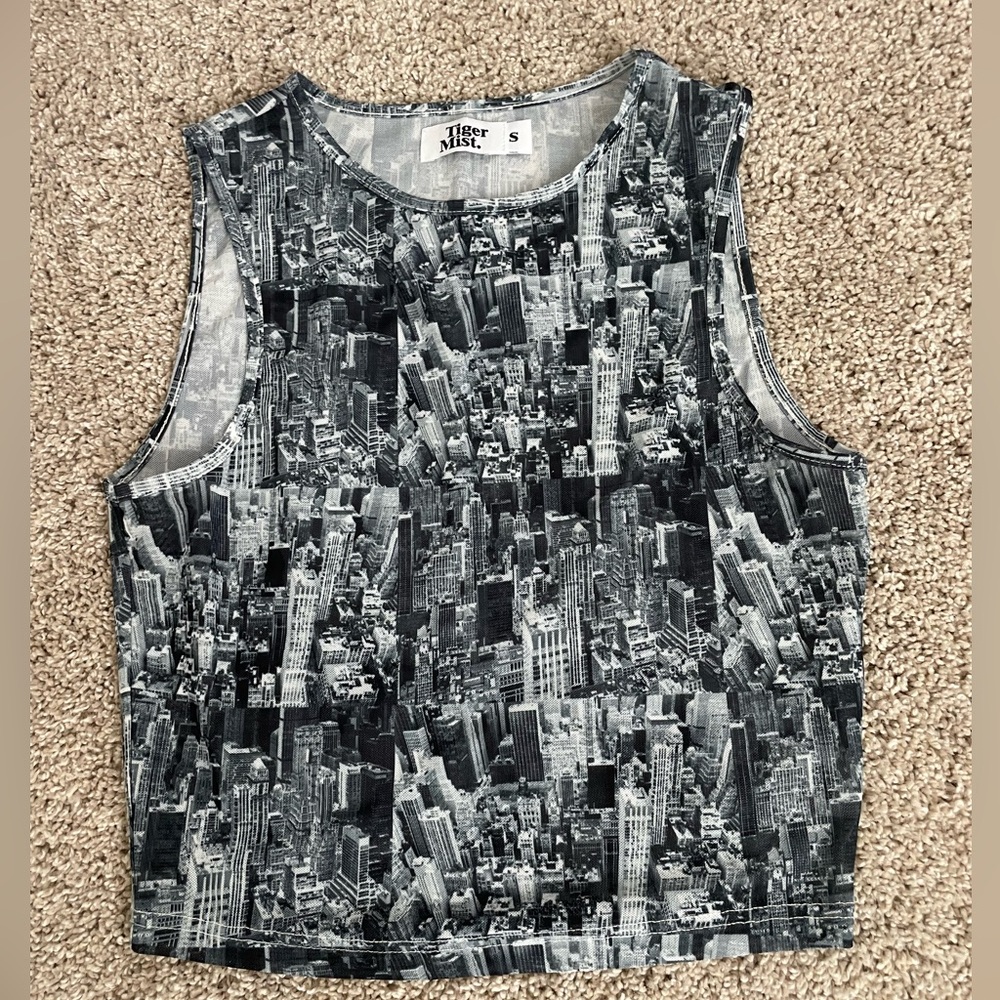 TIGER MIST Women's Black & Gray Sex Graphic City Crop-top Mesh Size Small 🍸